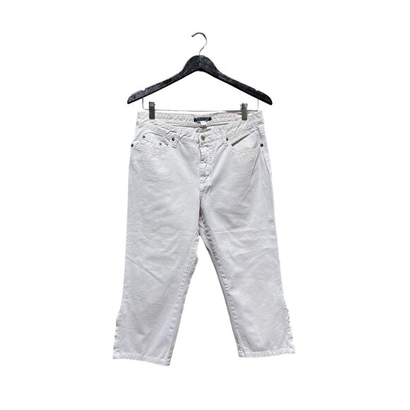 Peruvian Connection Womens High Rise Capri Pants Off-White Size 10 - Picture 1 of 7